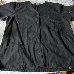 Cherokee Workwear Large Black Short Sleeve Button Up Scrubs Top